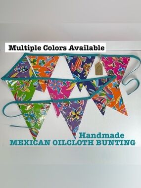 Handmade Mexican oilcloth bunting pennant flags banner